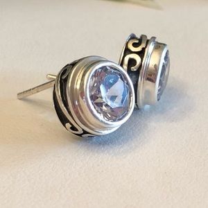 Silpada Sterling Silver Bezel Set Cubic Zirconia Earrings